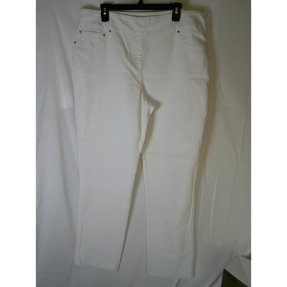 Ruby Rd Womens White Pull On Straight Leg Denim Pants Size 18 Stretch 39403